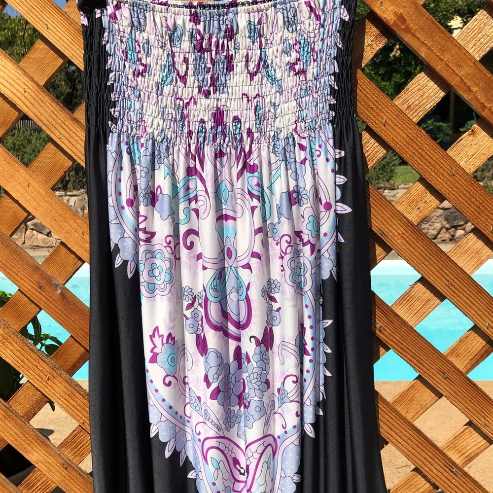 Strapless sundress.